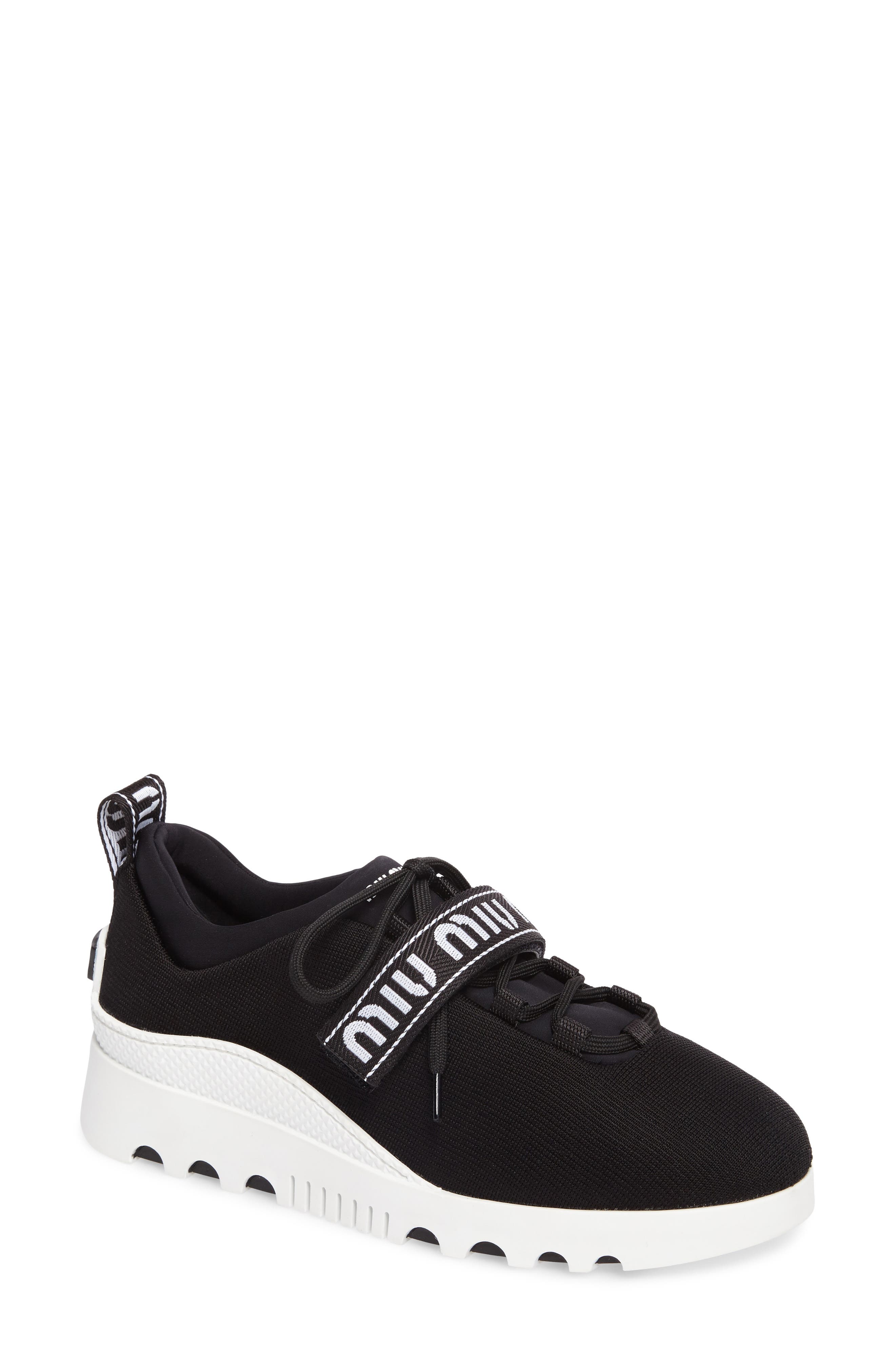Miu Miu Logo Strap Platform Sneaker, Main, color, 