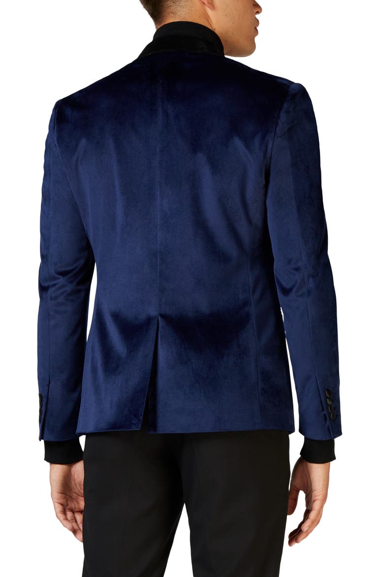 Deluxe Deep Blue Velvet Dinner Jacket, Alternate, color, BLUE