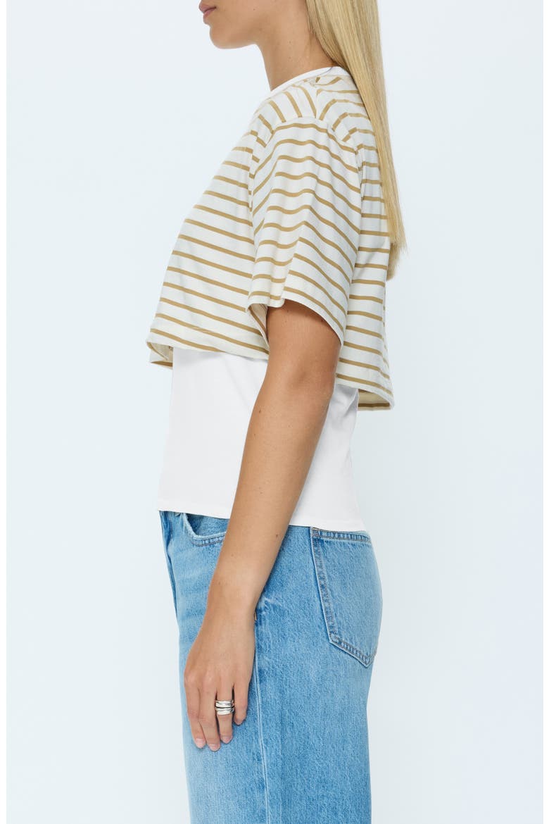 Camryn Stripe Layered Cotton Top, Alternate, color, TANNIN ECRU STRIPE
