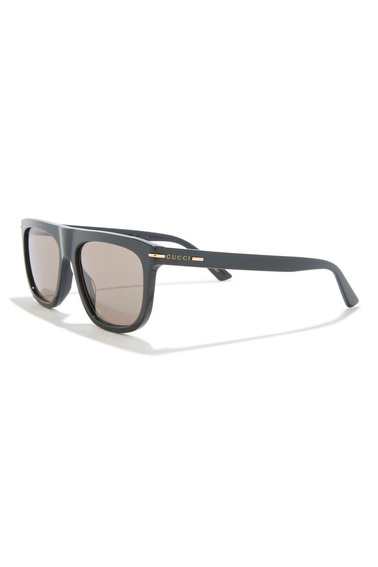 56mm Square Sunglasses, Alternate, color, GREEN GREEN BROWN