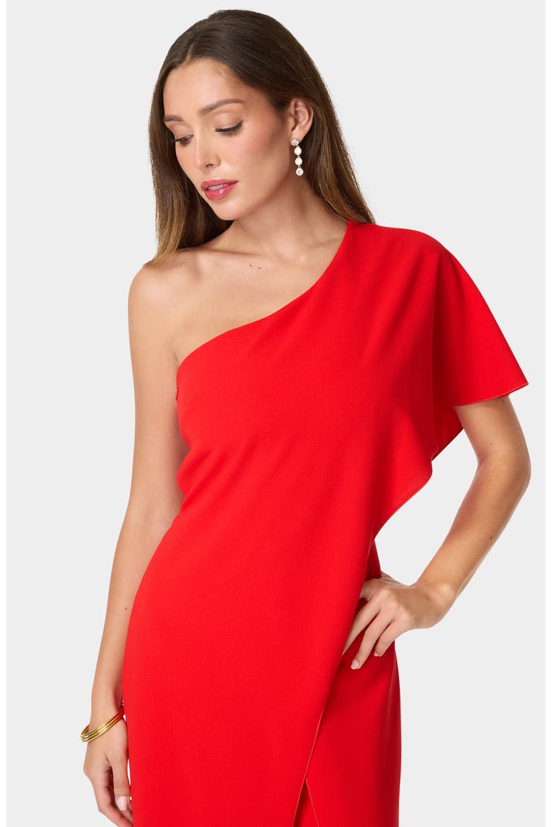 One-Shoulder Cape Jumpsuit, Alternate, color, RED