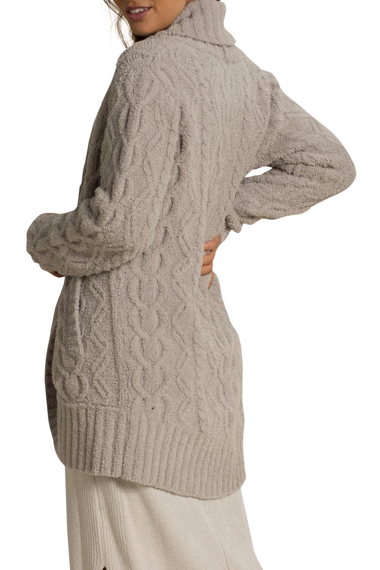 CozyChic™ Cable Knit Shawl Collar Cardigan, Alternate, color, LINEN