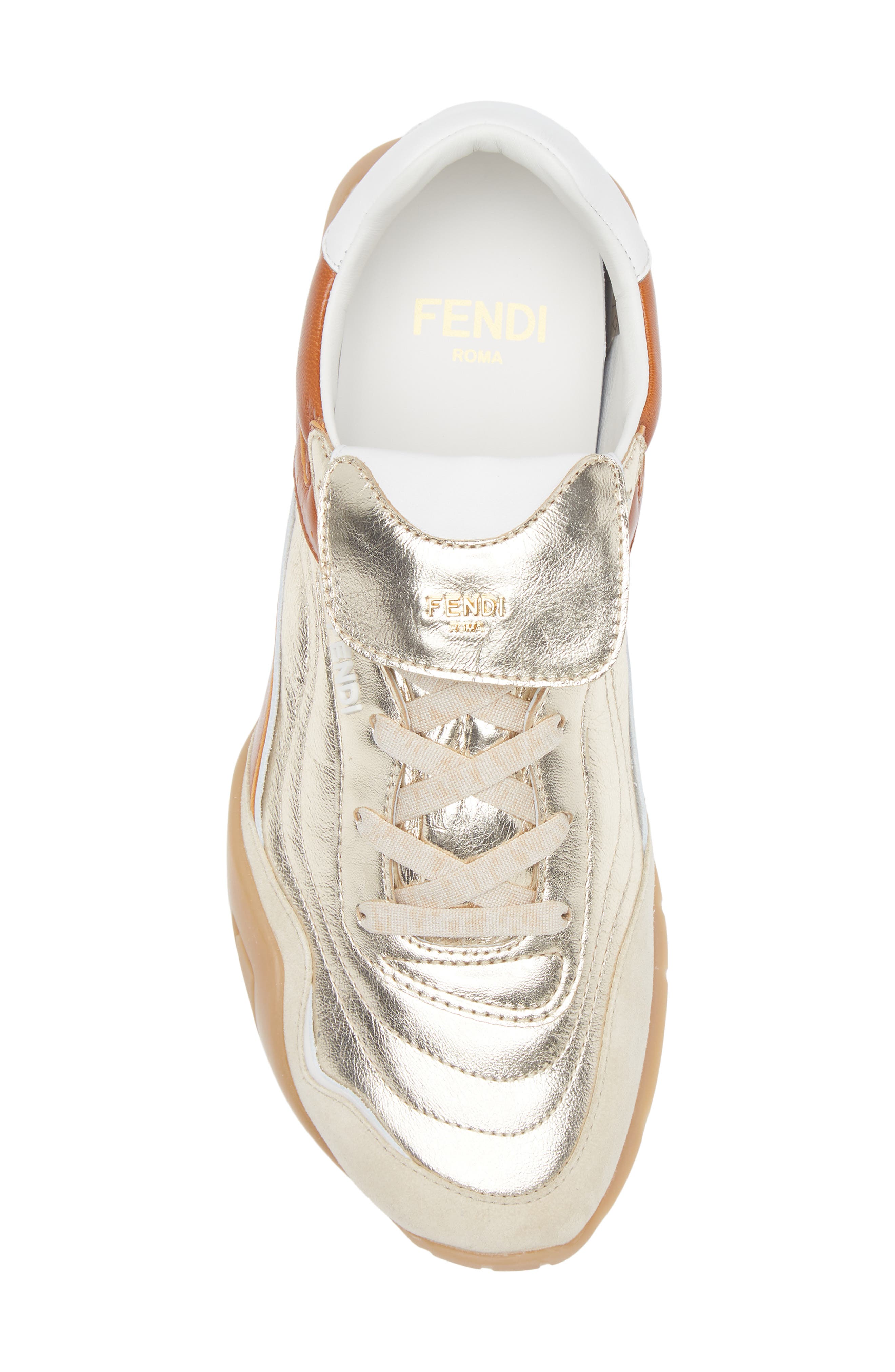 Fendi Pulse Sneaker, Alternate, color, Gold/Brown
