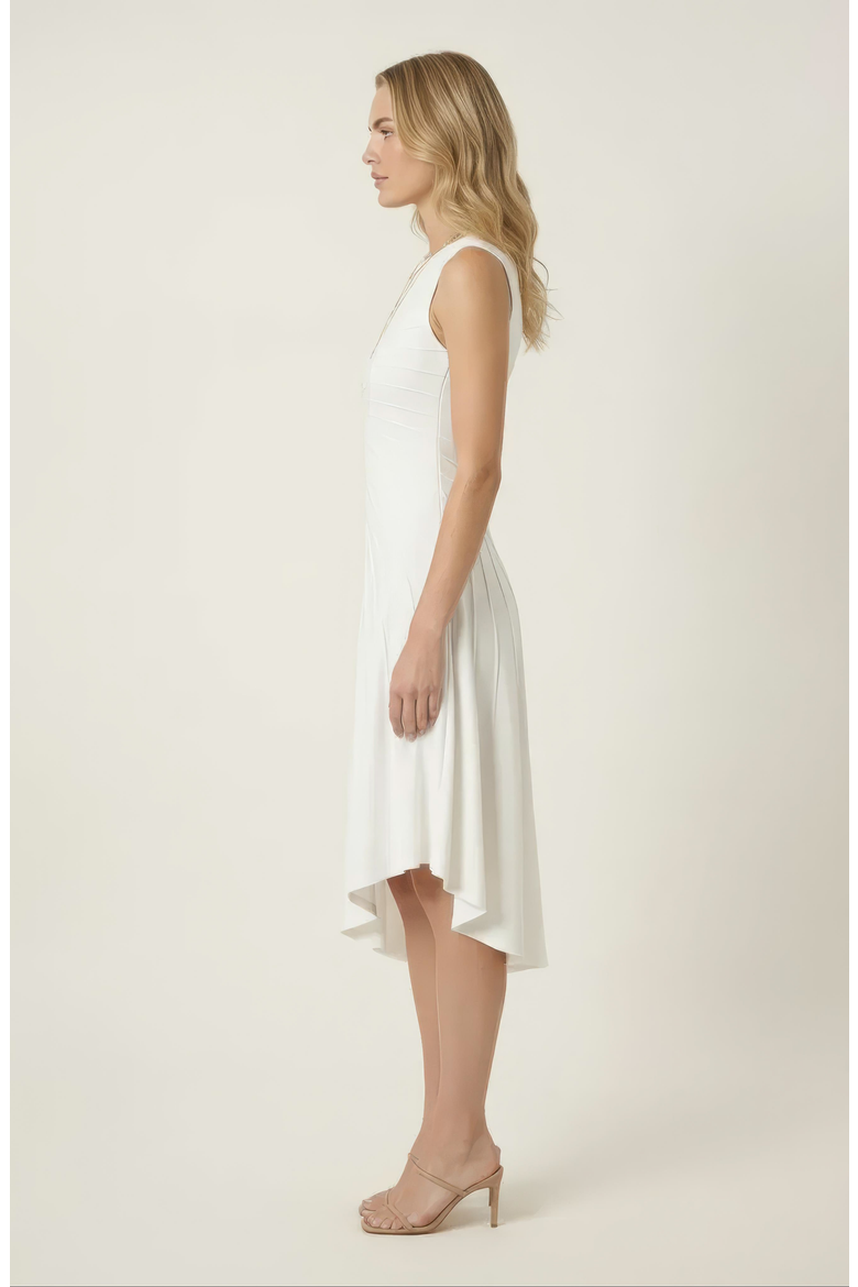 Sleeveless Midi Dress with Asymmetrical Hem, Alternate, color, Off-White