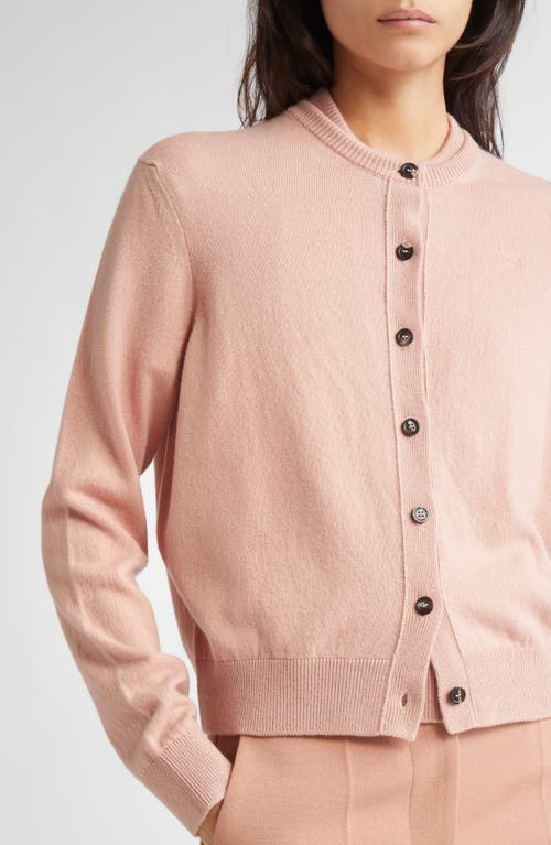 Johnstons Of Elgin Classic Cashmere Crewneck Cardigan In Pink