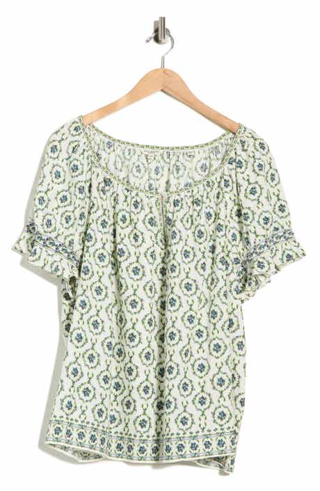 MAX STUDIO Keyhole Short Sleeve Top