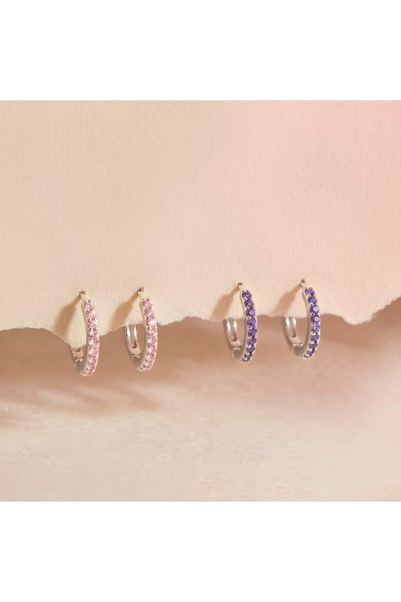 Multi Cubic Zirconia Hoop Earrings, Alternate, color, Purple