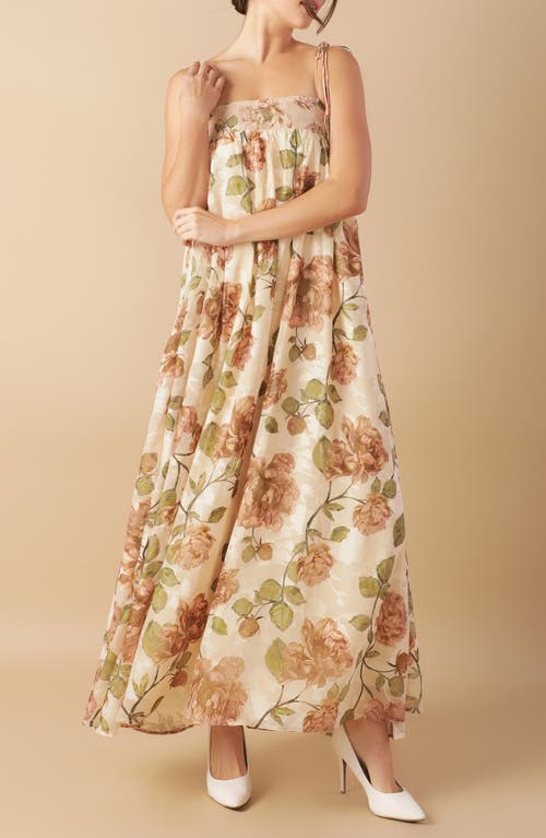 Flying Tomato Babydoll Maxi Dress In Taupe
