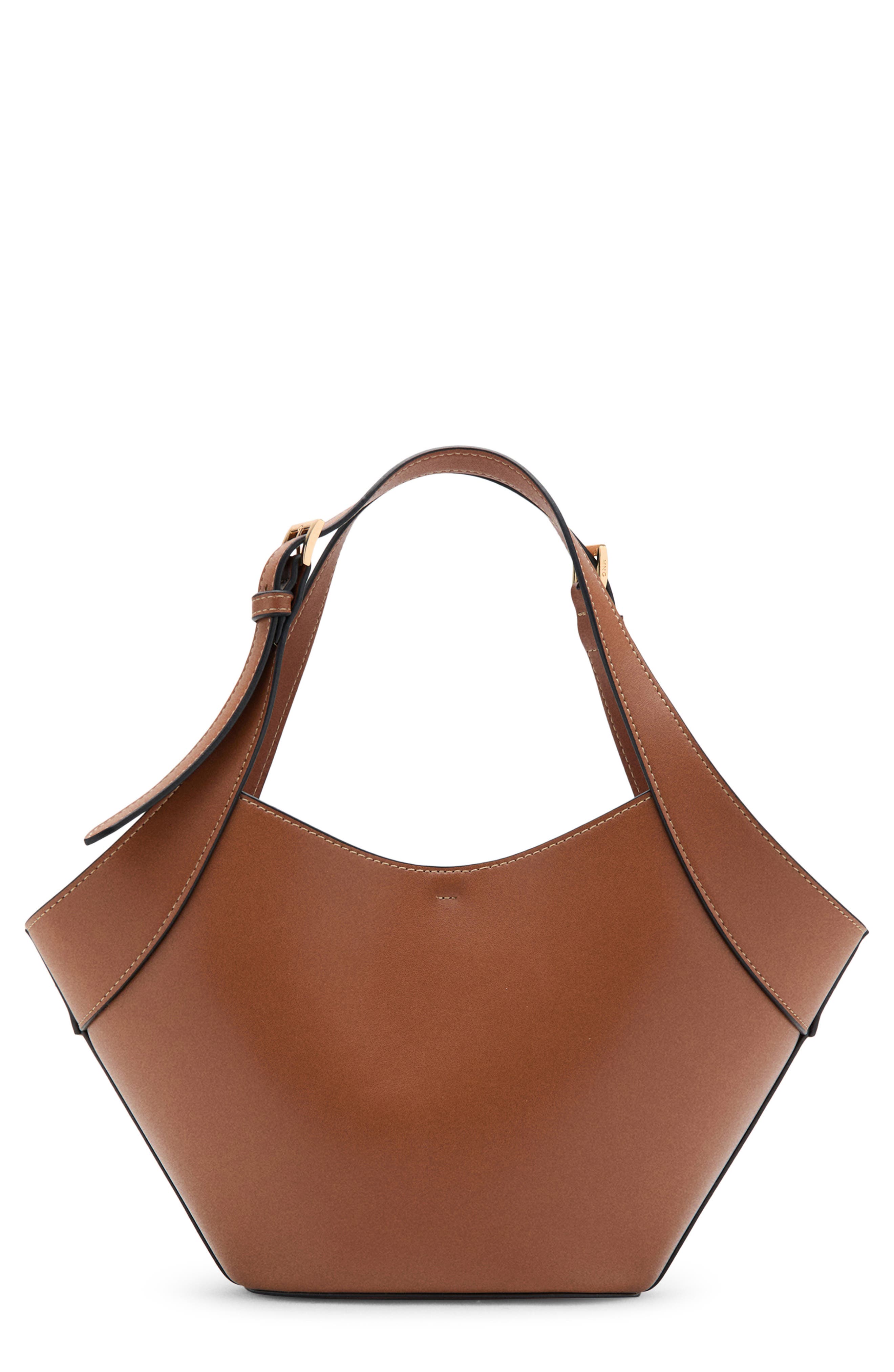 Faux Leather Bucket Bag, Main, color, LEATHER