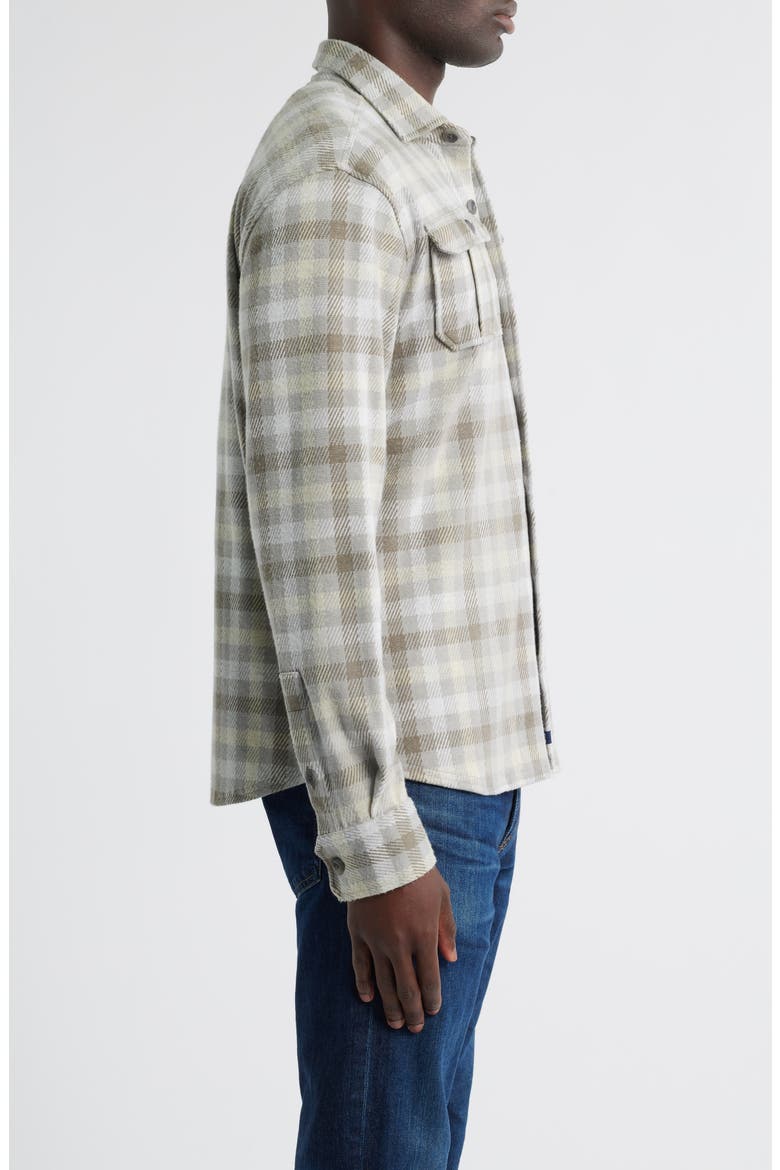 Marcelo Plaid Flannel Knit Button-Up Shirt, Alternate, color, LIGHT GRAY