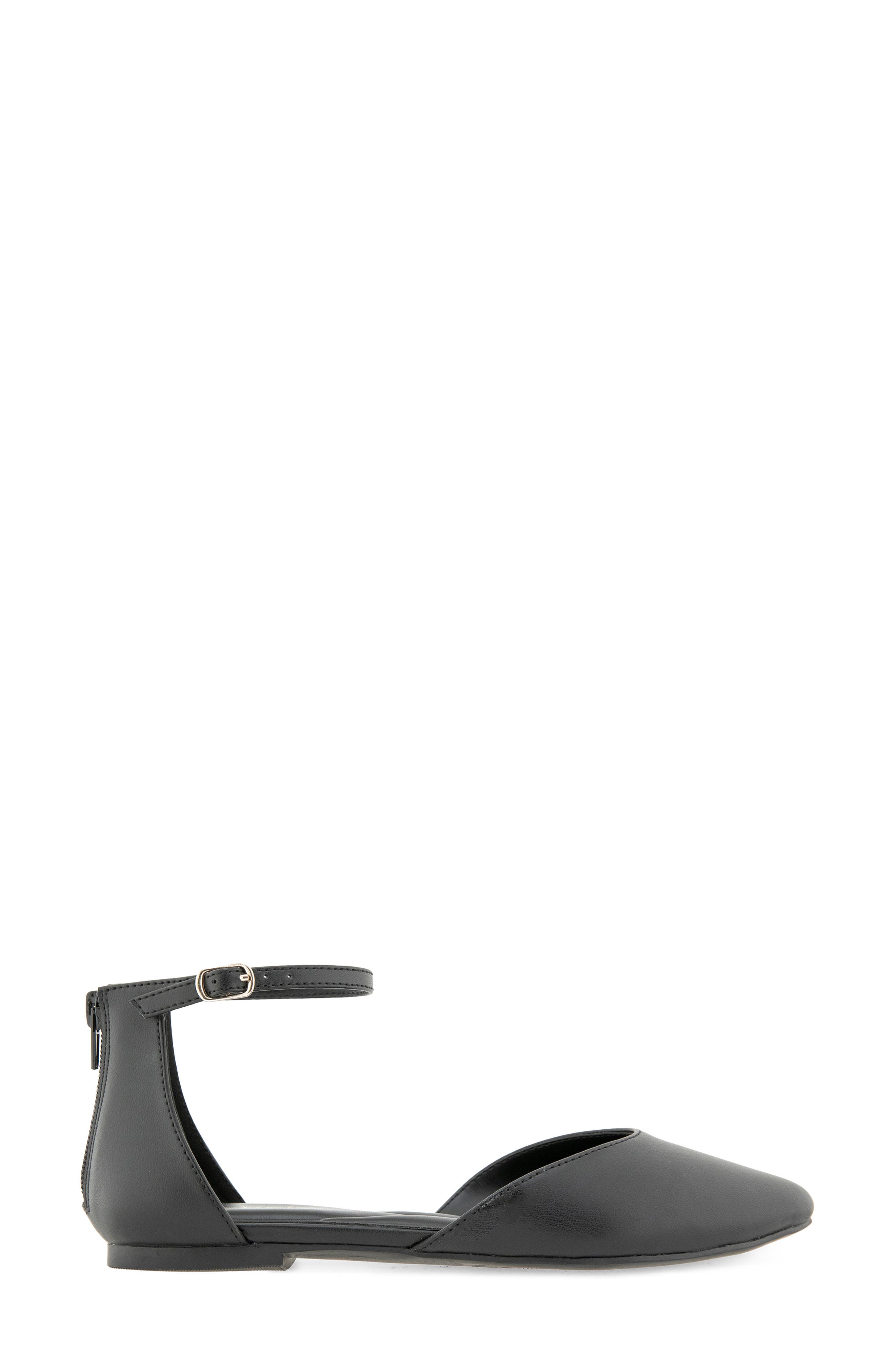 Gaeta Ankle Strap Pointed Toe Flat, Alternate, color, BLACK