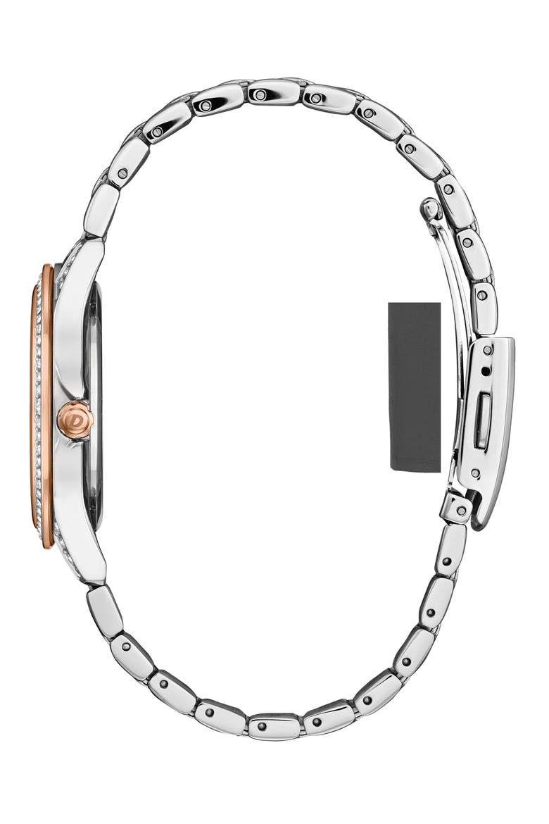 Eco Drive Crystal Accent Stainless Steel Bracelet Watch, 34mm, Alternate, color, SILVER