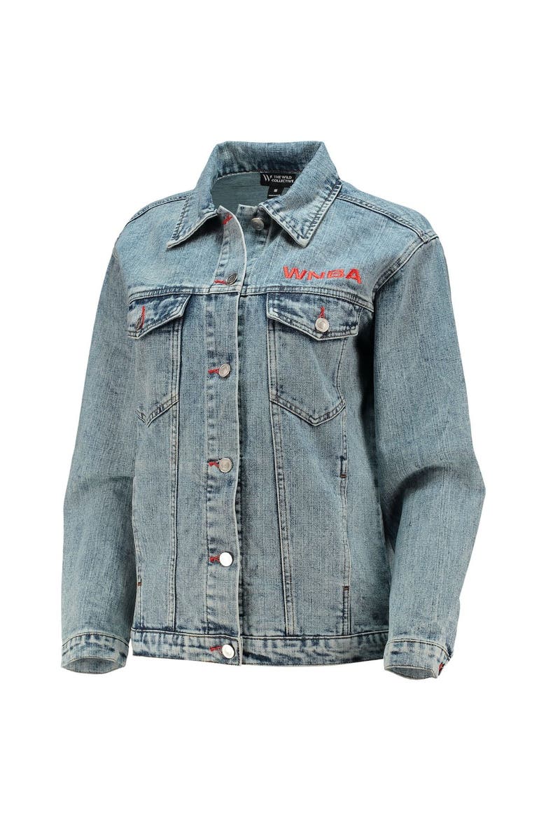 Men's The Wild Collective WNBA Logowoman Full-Button Denim Jacket, Alternate, color, Denim