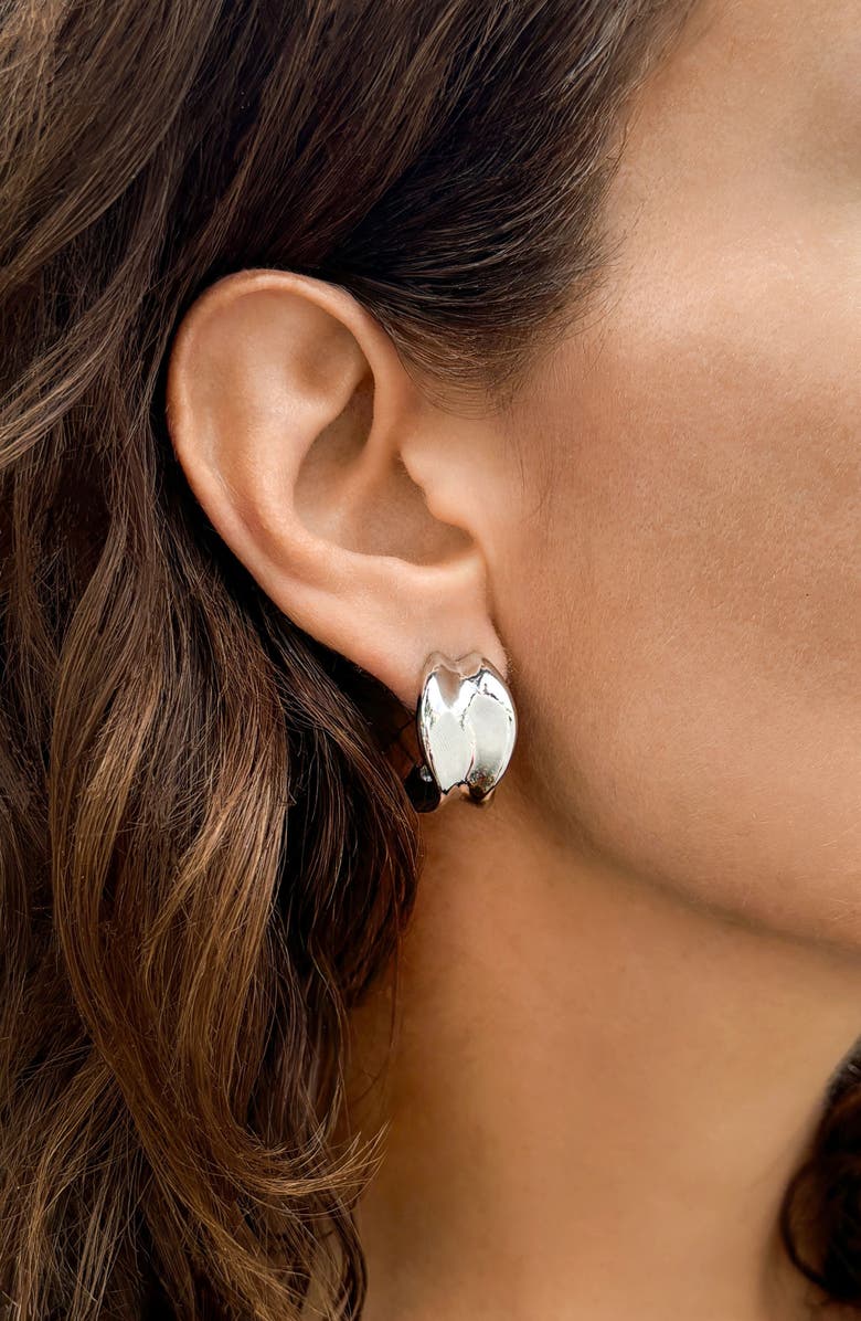 Adornia Sculpted Hoop Earrings, Alternate, color, Silver