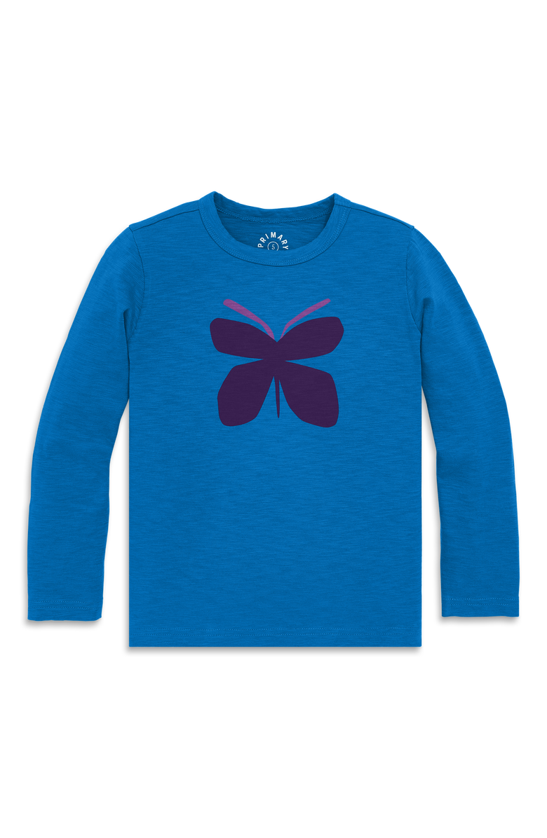 Primary Kids Long Sleeve Butterfly Tee, Main, color, Blueberry
