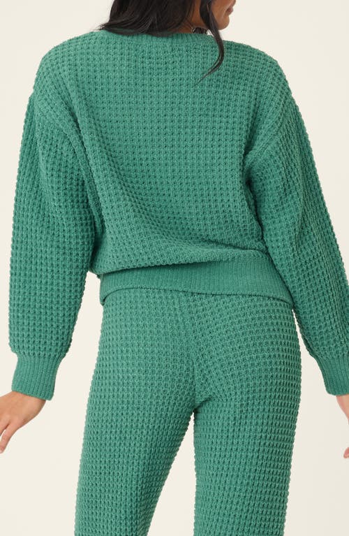 Pj Salvage Chenille Waffle Knit Lounge Sweater In Green