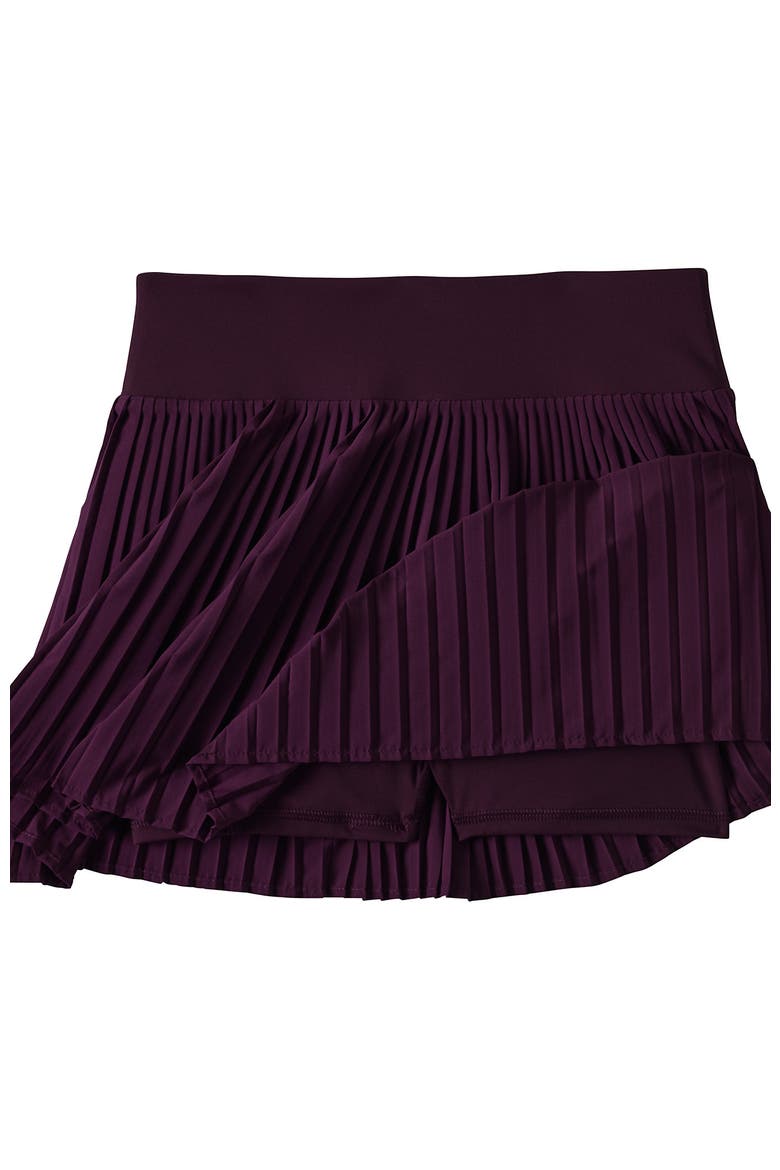 High Waisted Pleated Woven Swim Skort, Alternate, color, Dark Wine