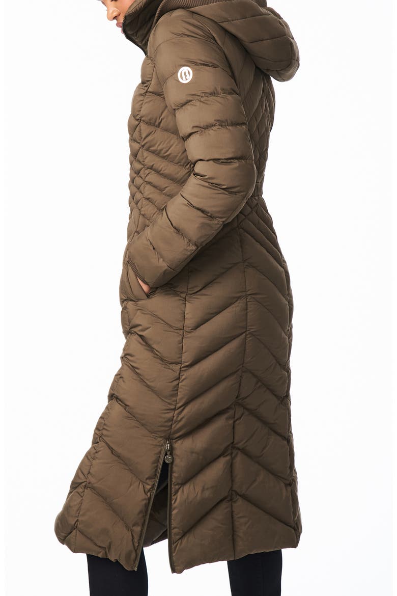 Ecoplume™ Hooded Long Puffer Coat, Alternate, color, DRIED BASIL