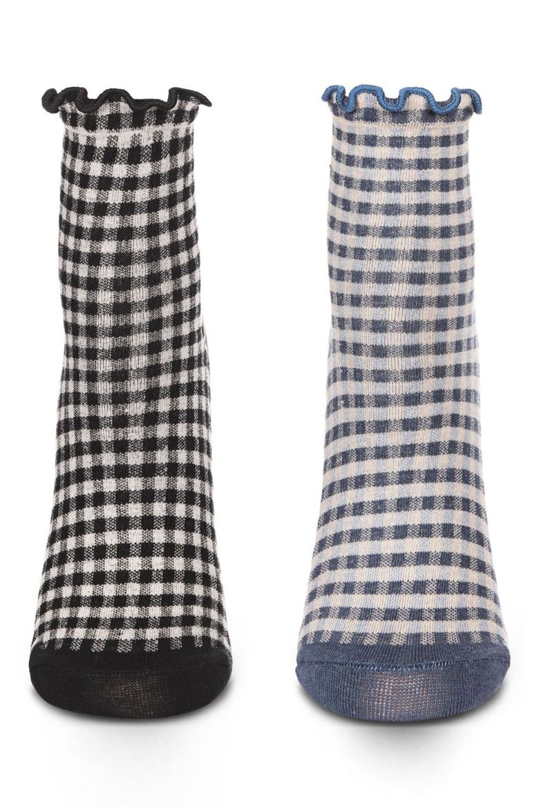 Gingham Assorted 2-Pack Ankle Socks, Alternate, color, BLACK-BLUE