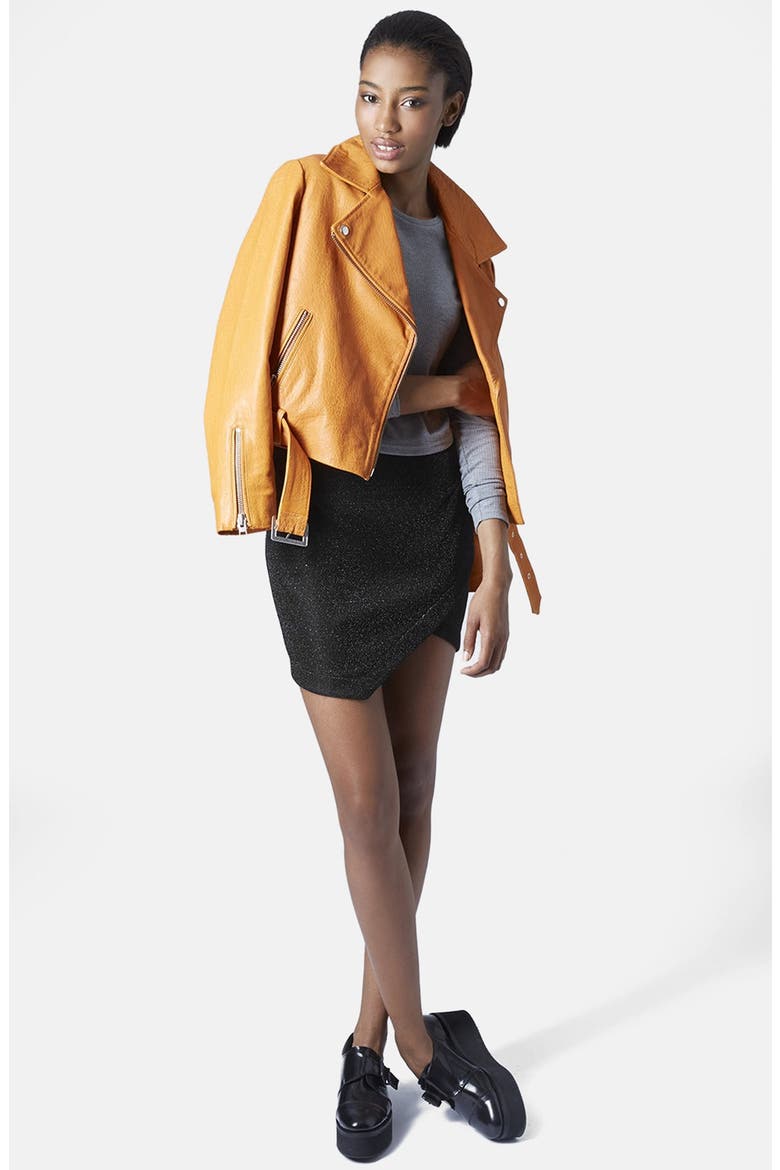 Tinsel Wrap Miniskirt, Alternate, color, BLACK