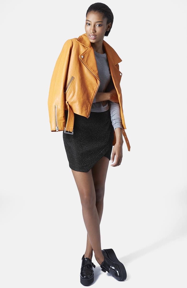 Topshop Tinsel Wrap Miniskirt, Alternate, color, 