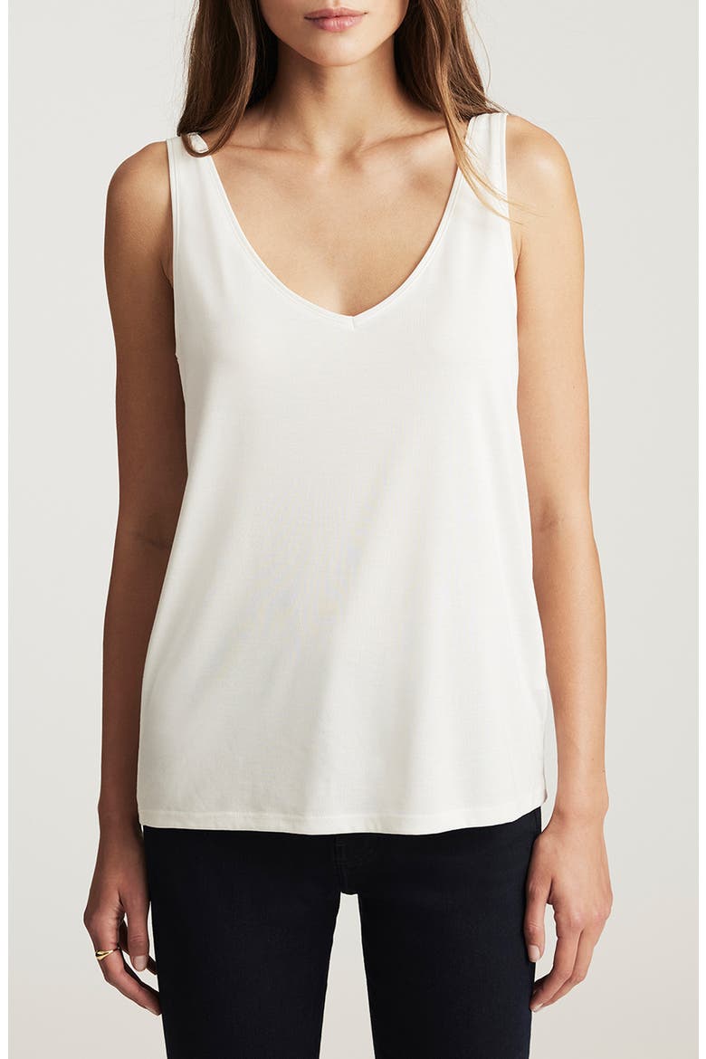 Slim Fit Lace Trim Tank, Main, color, ANTIQUE WHITE