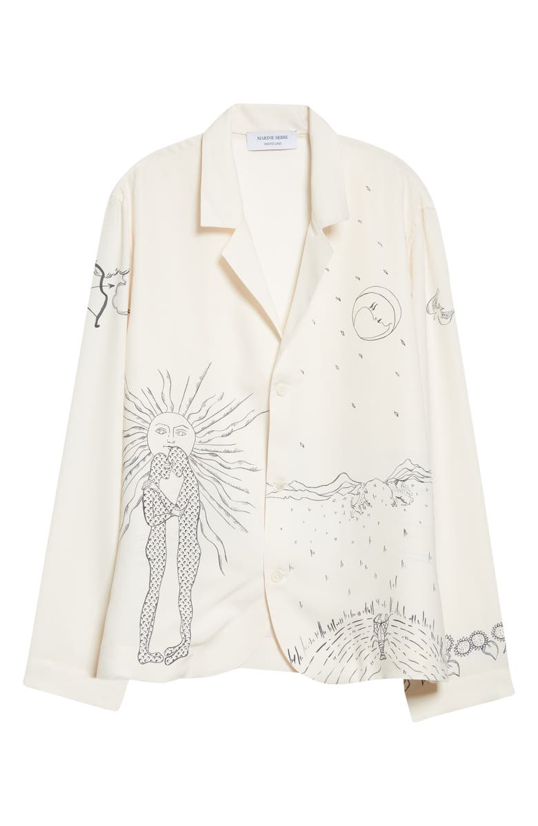 Marine Serre Unisex Lunar Reading Print Satin Blouse, Alternate, color, 