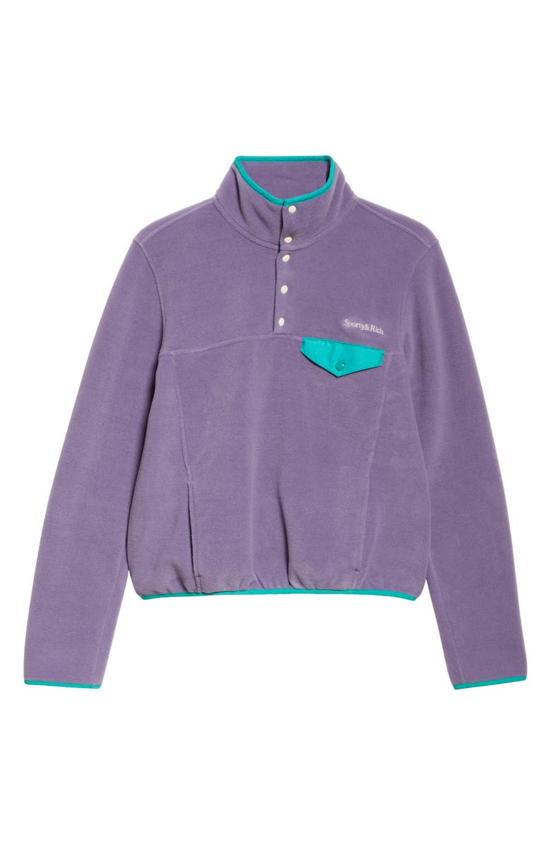 Sporty & Rich Serif Logo Polar Fleece Sweatshirt, Alternate, color, Dusty Grape