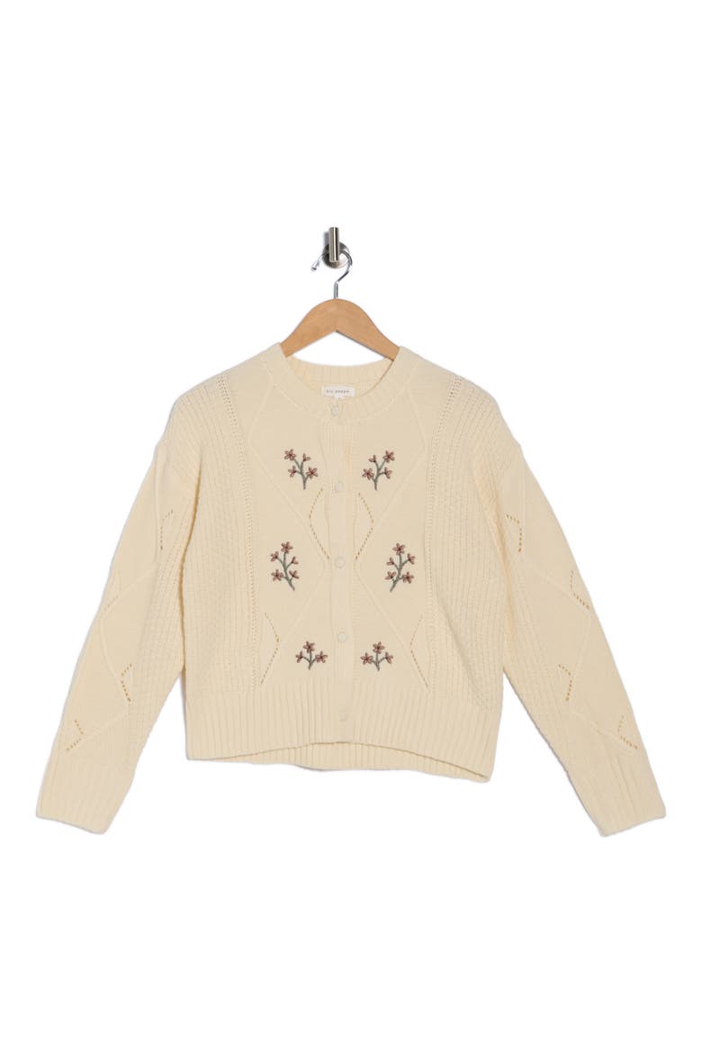 Floral Knit Cardigan, Alternate, color, CREAM