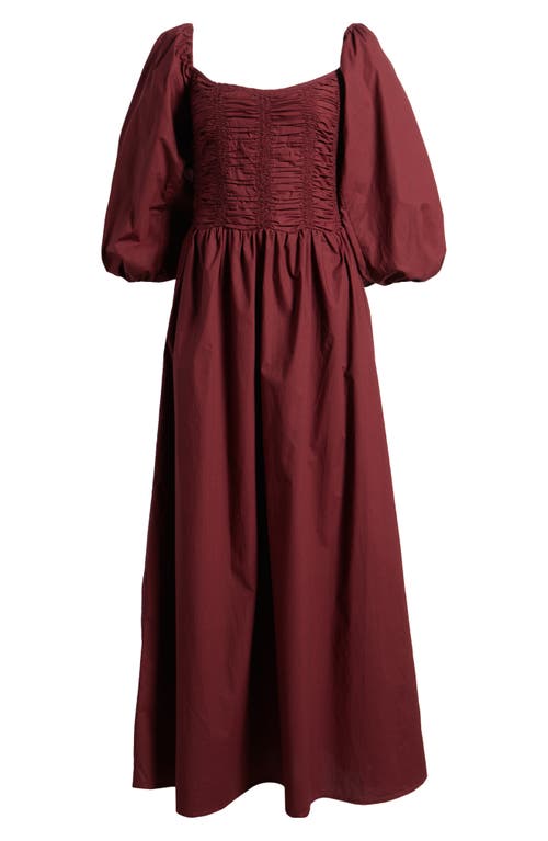 Faithfull The Brand Alma Balloon Sleeve Maxi Dress In Bordeaux