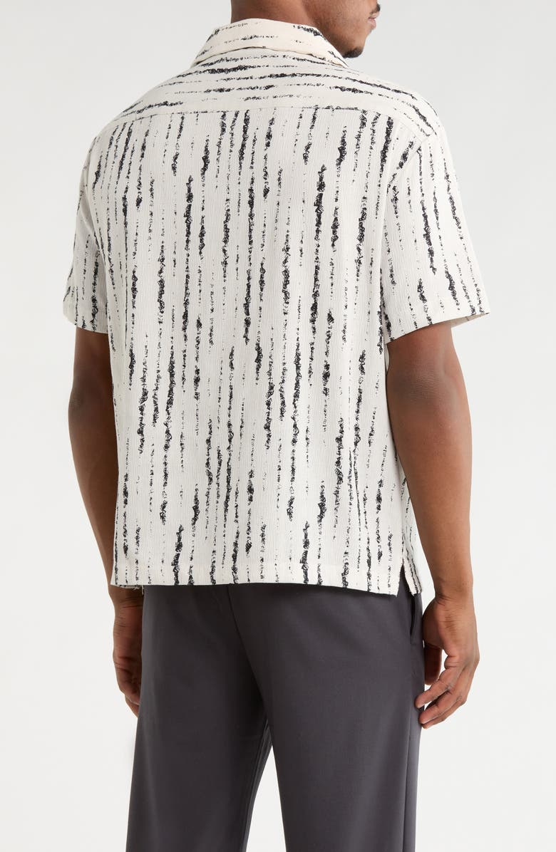 DENIM AND FLOWER Relaxed Fit Irregular Stripe Camp Shirt, Alternate, color, Off White