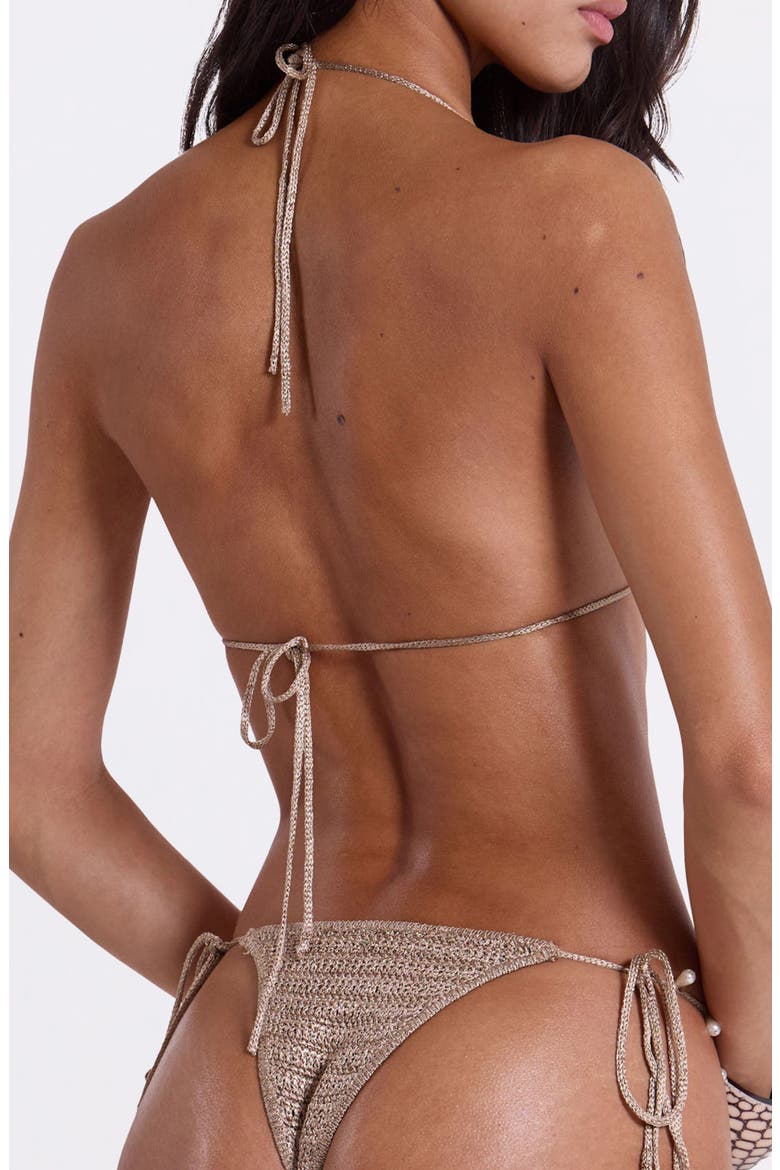 Anatase Crochet Triangle Bikini Top, Alternate, color, BEIGE