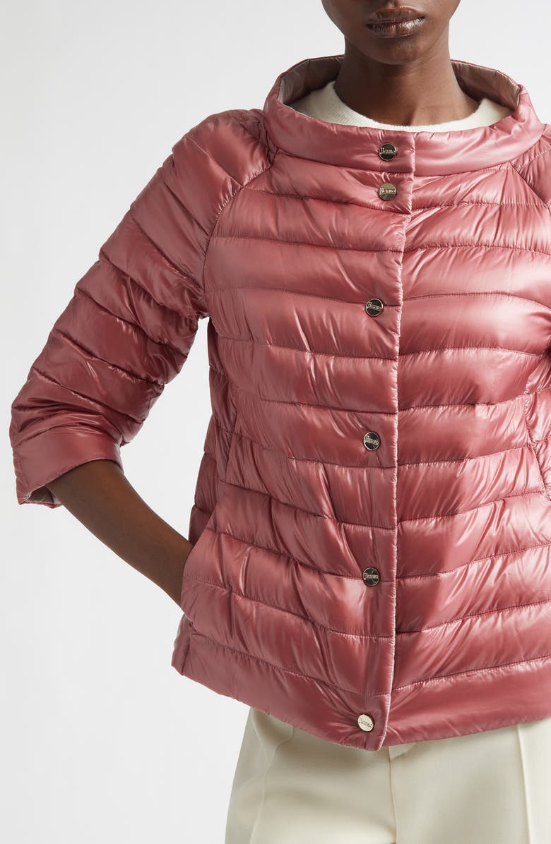 Herno Reversible Quilted Ultralight Nylon Crop Down Jacket, Alternate, color, 4140 Raspberry To Light Pink