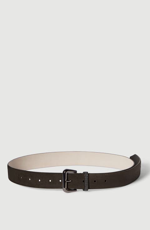 Suede belt with shiny loop