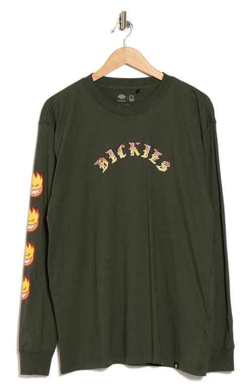 Dickies X Spitfire Long Sleeve Cotton Graphic T-shirt In Green