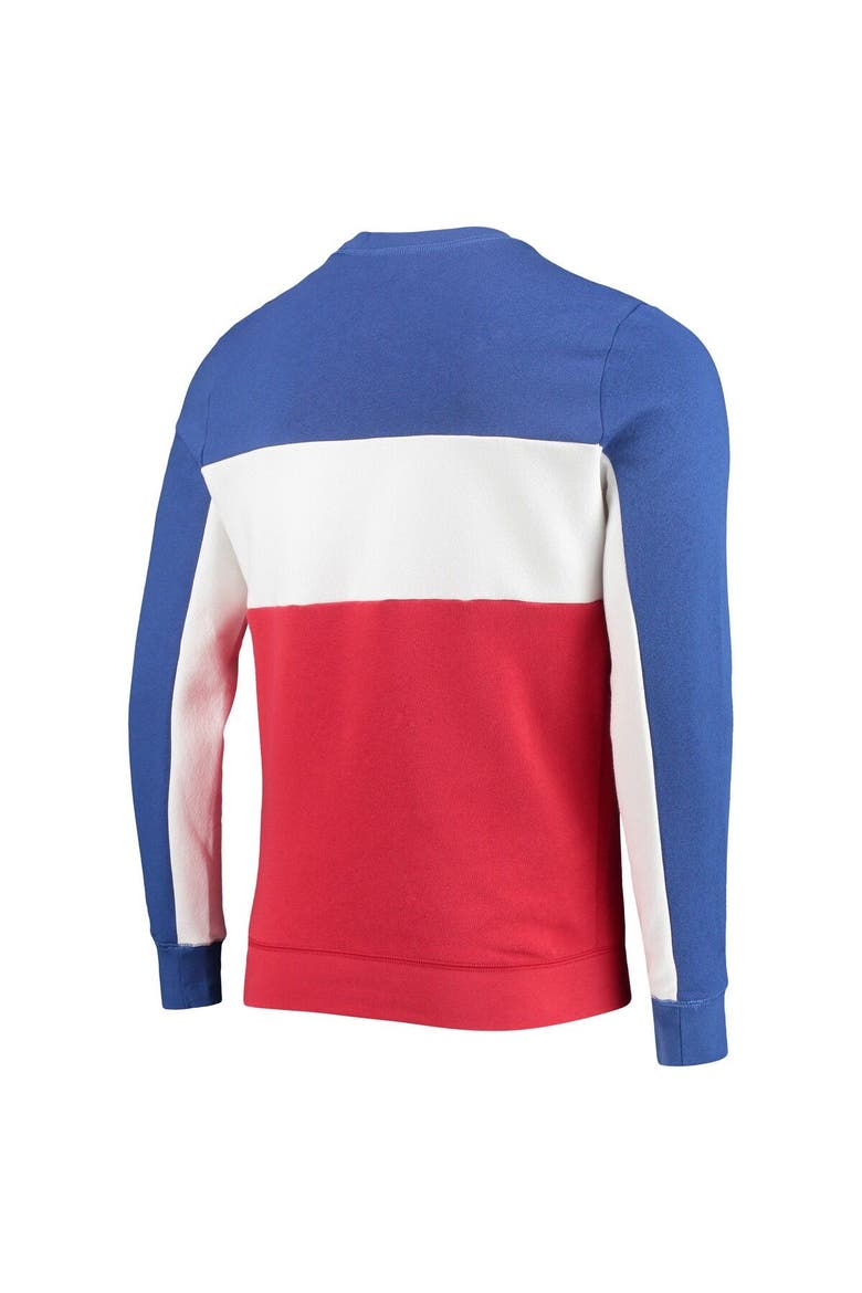 Men's Junk Food Royal/Red New England Patriots Color Block Pullover Sweatshirt, Alternate, color, Royal