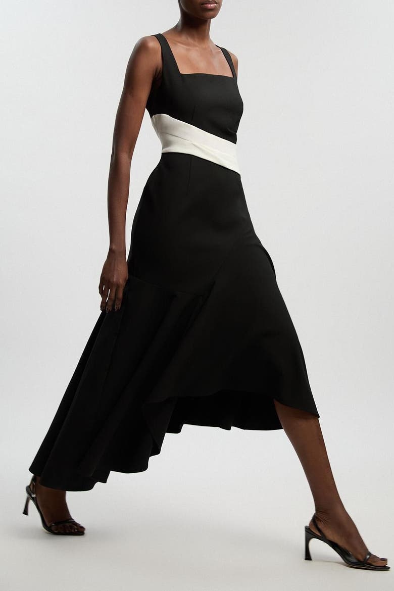 Strappy Asymmetric Maxi Dress, Alternate, color, Mono