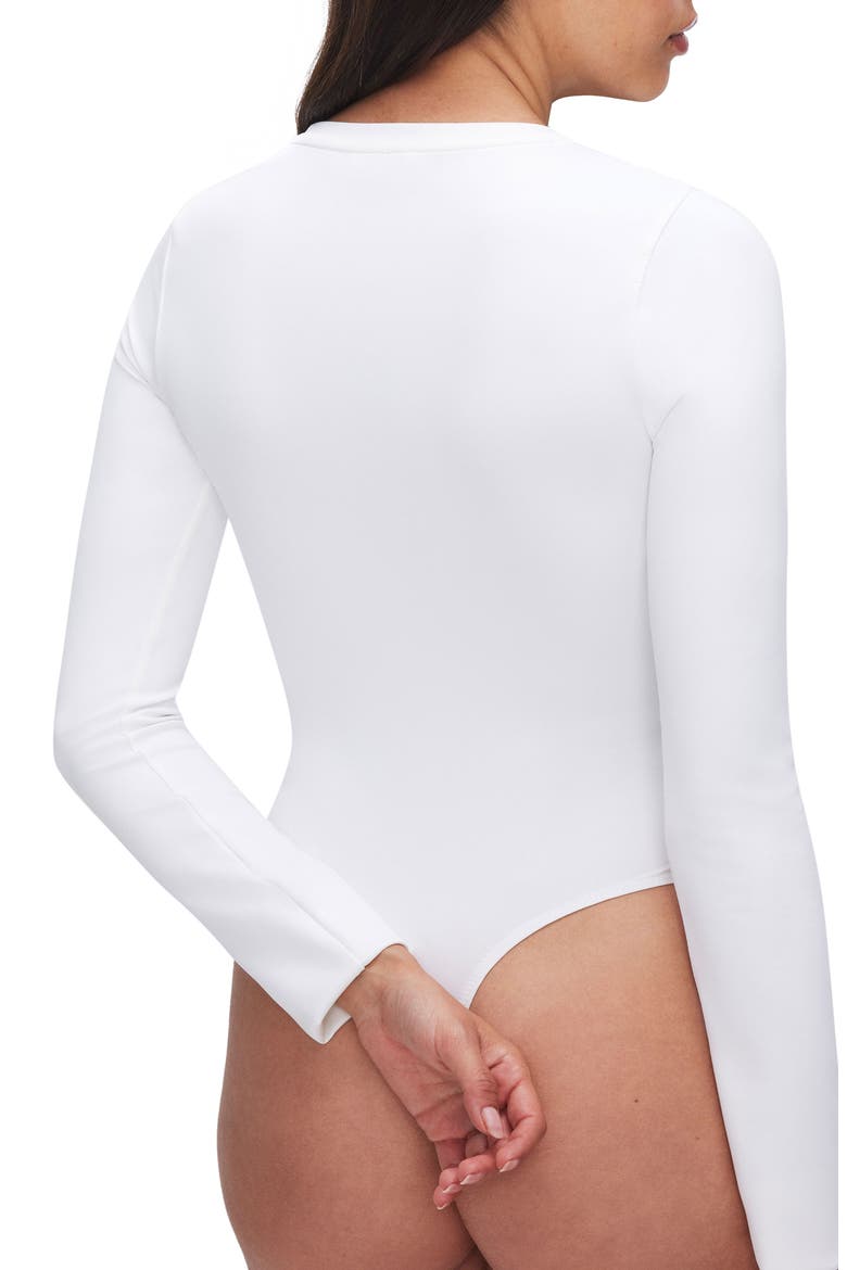 Sculpting Crewneck Bodysuit, Alternate, color, WHITE001