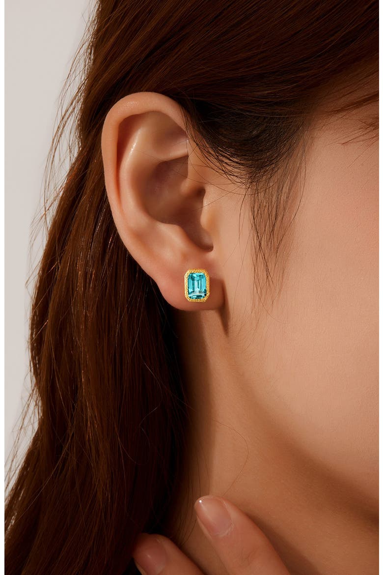 Fancy Lab Created Sapphire Stud Earrings, Alternate, color, BLUE