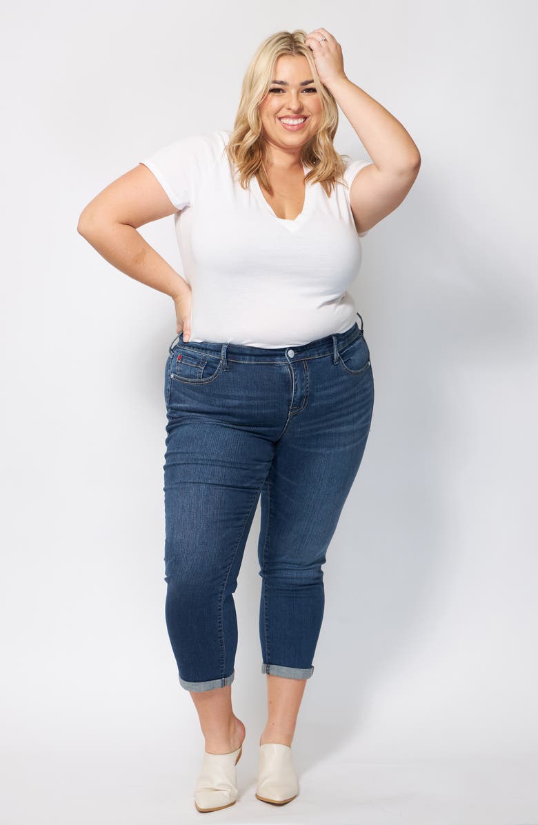 SLINK Jeans Rolled Cuff Boyfriend Jeans, Alternate, color, Royal