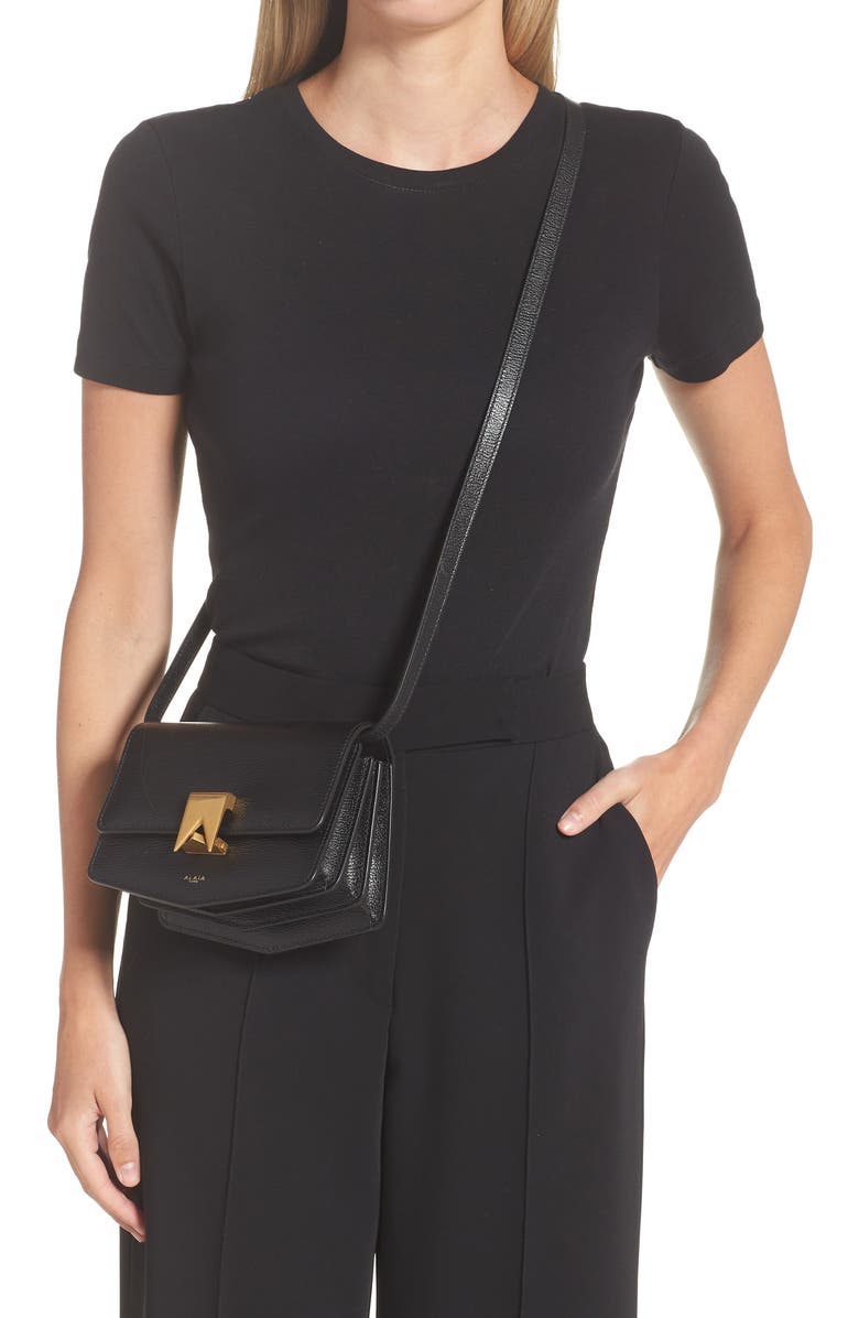 Alaïa Small Le Papa Leather Crossbody Bag, Alternate, color,