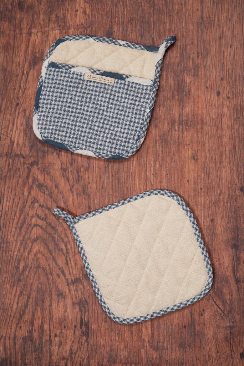Prairie Essentials Pocket Potholders in Navy Plaid, Set of 2, Alternate, color, Navy