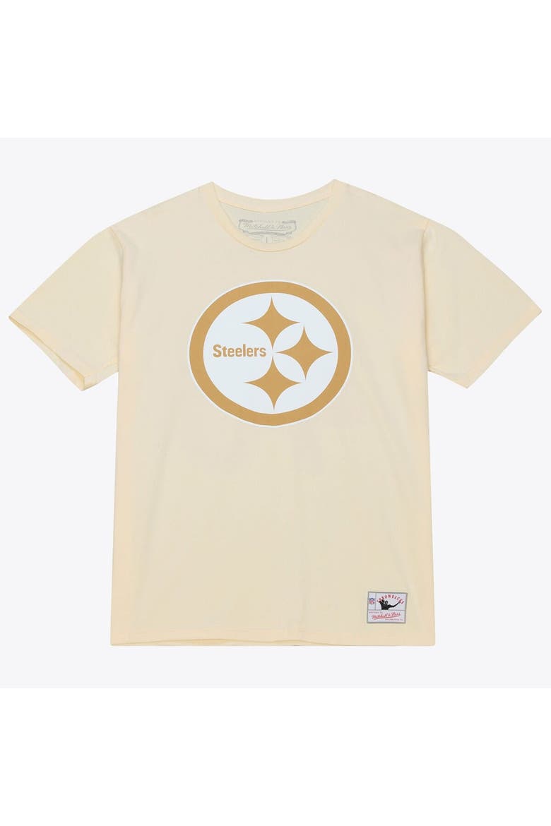 Men's Mitchell & Ness Troy Polamalu Cream Pittsburgh Steelers Sandman Name & Number T-Shirt, Alternate, color, Cream