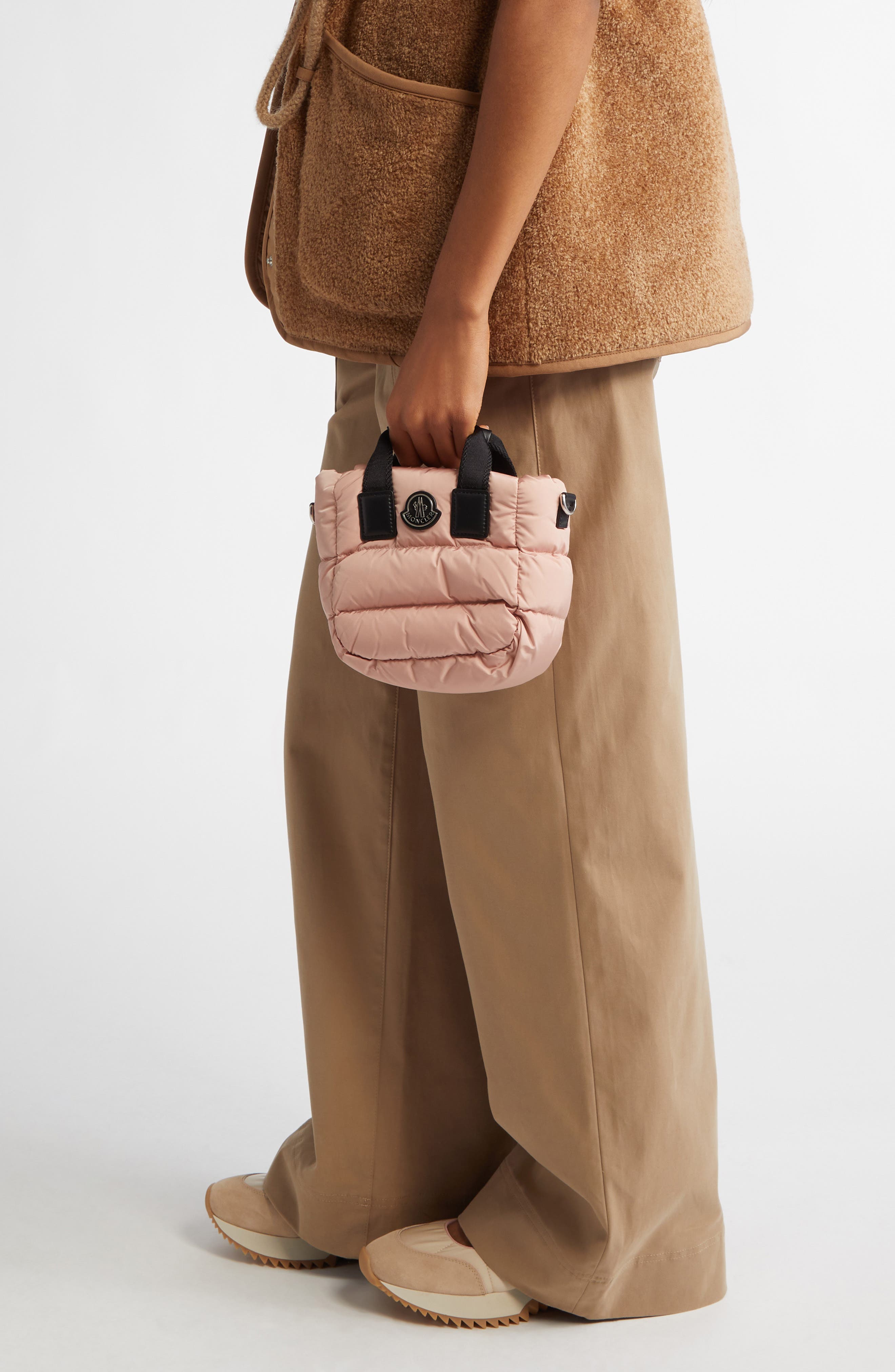 Moncler Micro Caradoc Puffer Crossbody Tote, Alternate, color, Pink