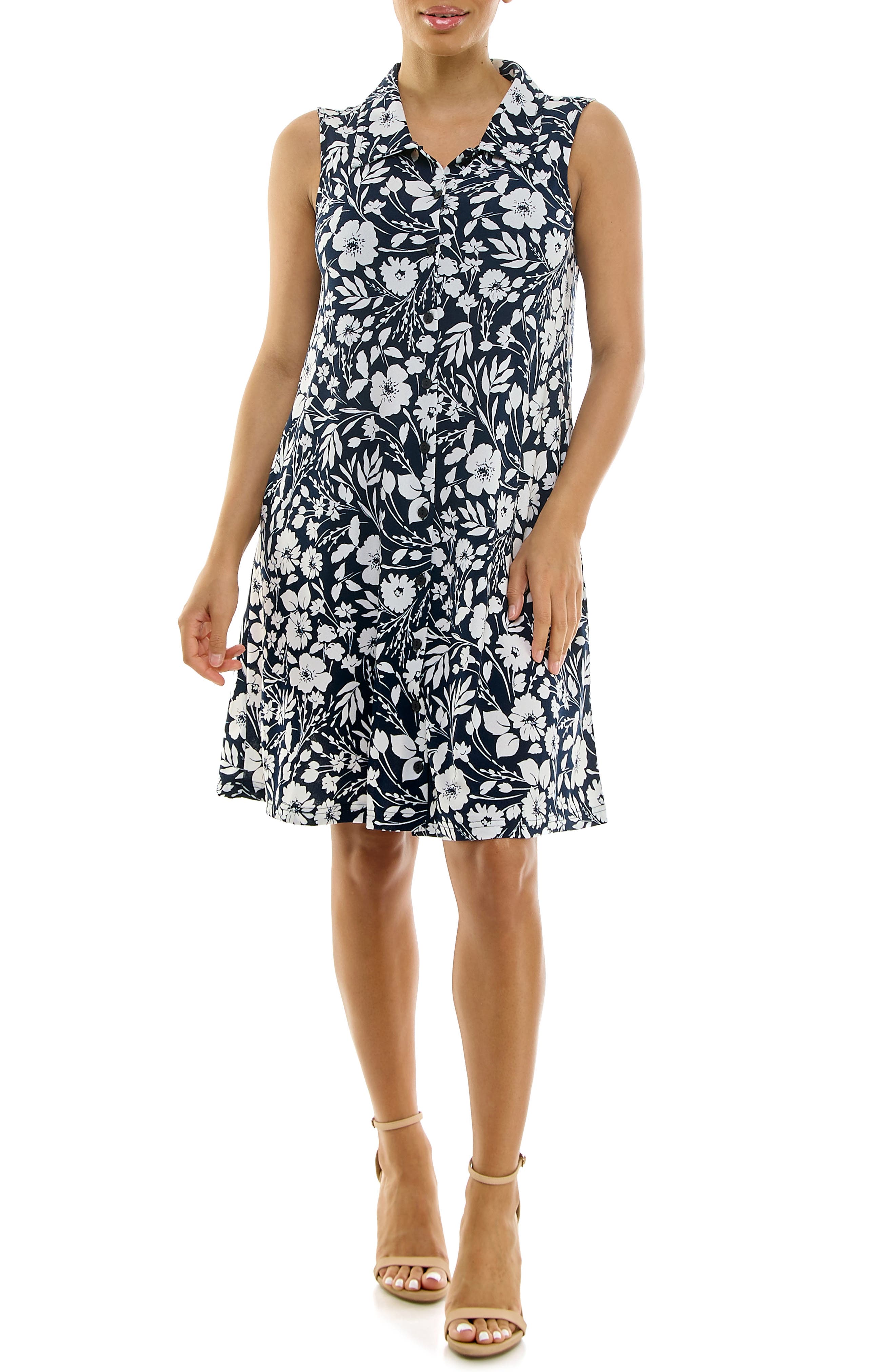 Nina Leonard Sleeveless Trapeze Dress