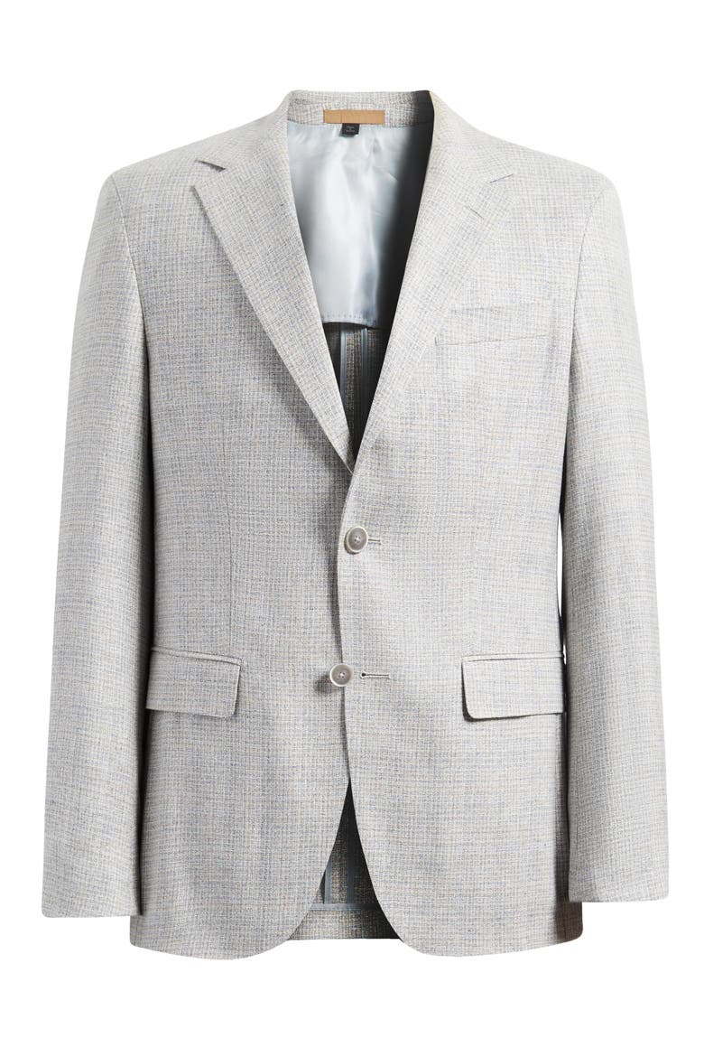 Jeff Regular Fit Grey Mélange Silk & Wool Sport Coat, Alternate, color, SILVER