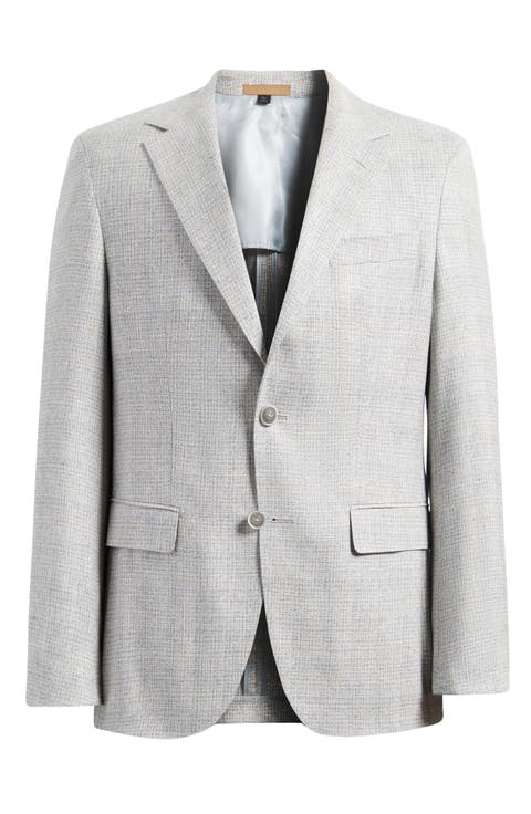 Jeff Regular Fit Grey Mélange Silk & Wool Sport Coat