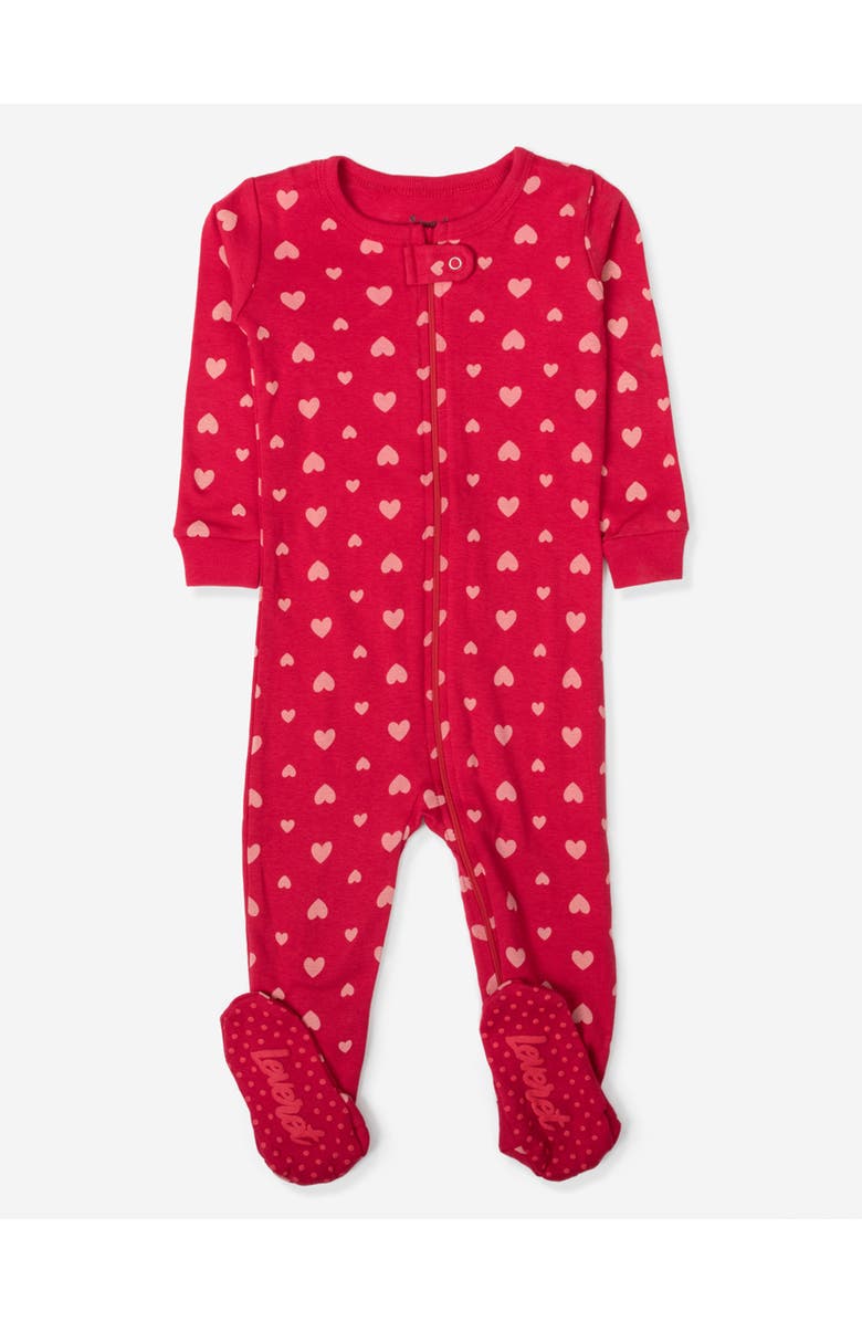 Leveret Footed Cotton Matching Family Pajamas, Whimsy & Fantasy Prints, Main, color, Pink Hearts