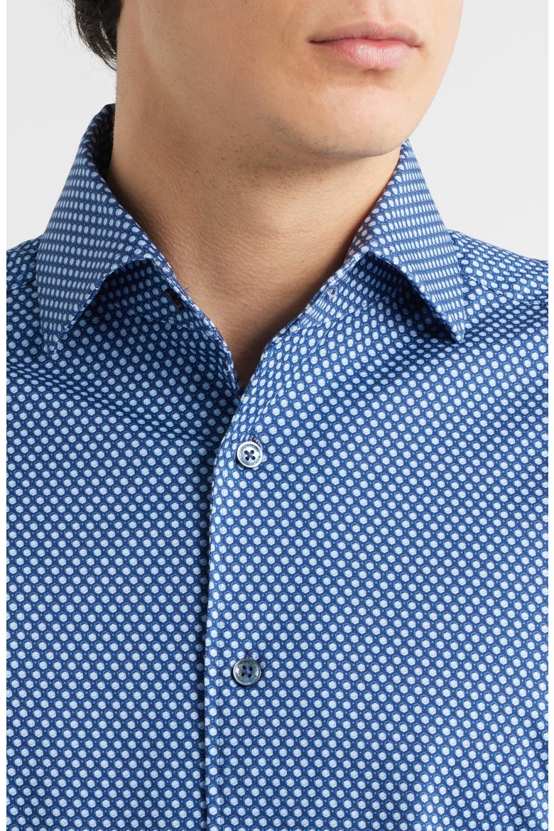 Devon OoohCotton® Honeycomb Print Long Sleeve Button-Up Shirt, Alternate, color, NAVY