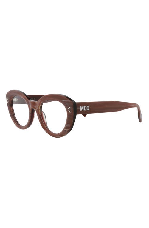 Alexander Mcqueen Mcqueen 48mm Cat Eye Optical Glasses In Burgundy Burgundy Transparent